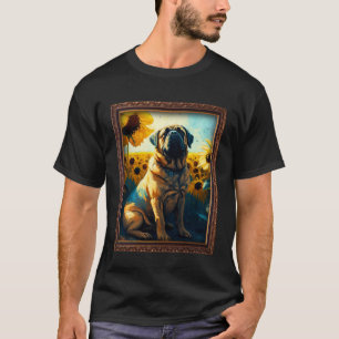Camiseta Inglés Mastiff Pintando Flor de girasol Mamá Mujer