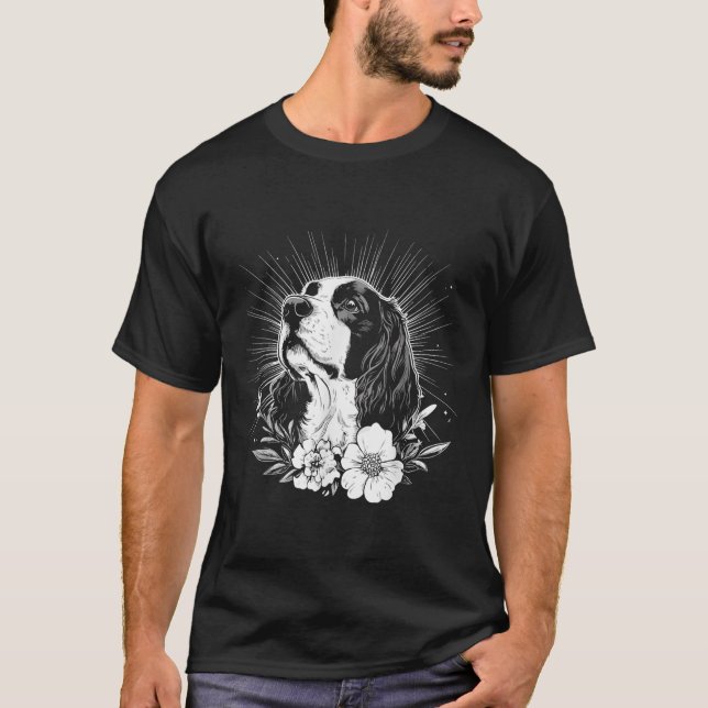 Camiseta Inglés Springer Spaniel Dog Lover Retro Style Tat (Anverso)