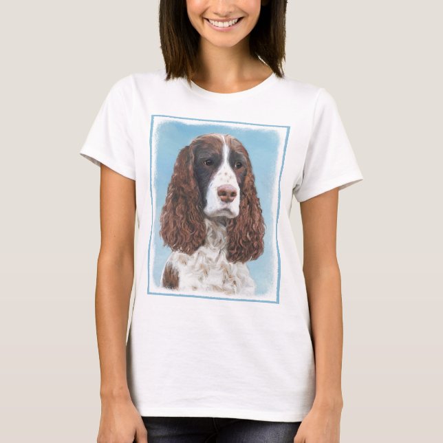 Camiseta Inglés Springer Spaniel Pintura Original Perro Art (Anverso)