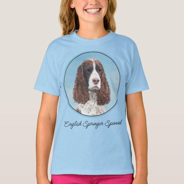 Camiseta Inglés Springer Spaniel Pintura Original Perro Art (Anverso)