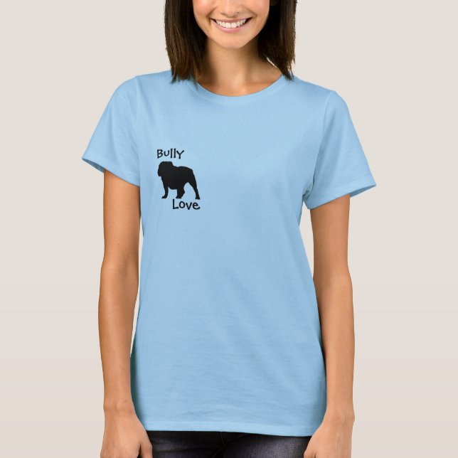 Camiseta inglesa del bulldog del amor del matón (Anverso)