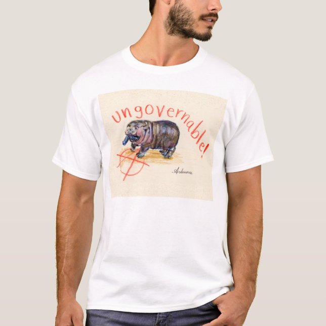 Camiseta Ingobernable hipopótamo anarquista. Moo Deng inspi (Anverso)