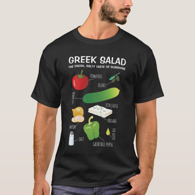 Camiseta Ingredientes de ensalada griegos - Un sabor a sol (Anverso)