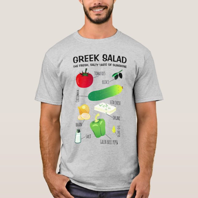 Camiseta Ingredientes de ensalada griegos - Un sabor a sol (Anverso)