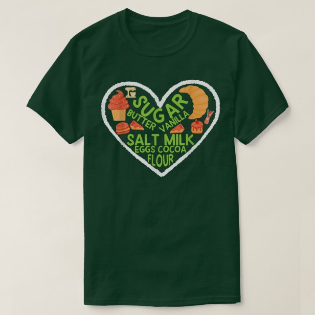 Camiseta Ingredientes de hornear Utensilios Corazón (Diseño del anverso)