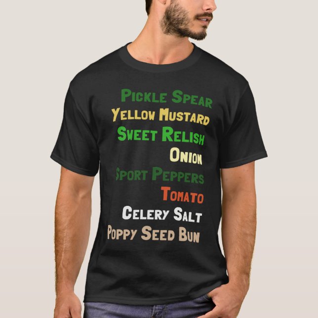 Camiseta Ingredientes de Hot Dog al Estilo Chicago (Anverso)