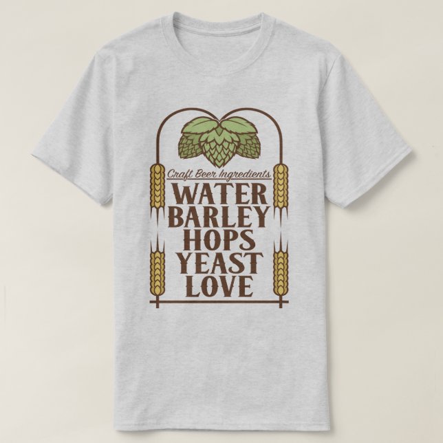 Camiseta Ingredientes de la cerveza del arte que elaboran (Diseño del anverso)