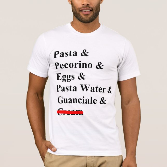 Camiseta Ingredientes de pasta carbonara (Anverso)