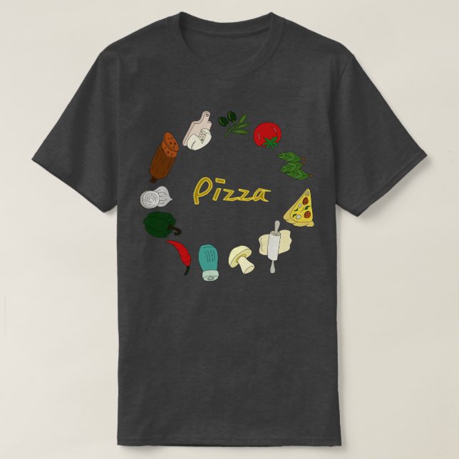 Camiseta Ingredientes de pizza 2 (Diseño del anverso)