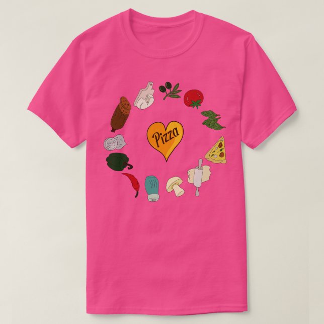 Camiseta Ingredientes de pizza 4 (Diseño del anverso)