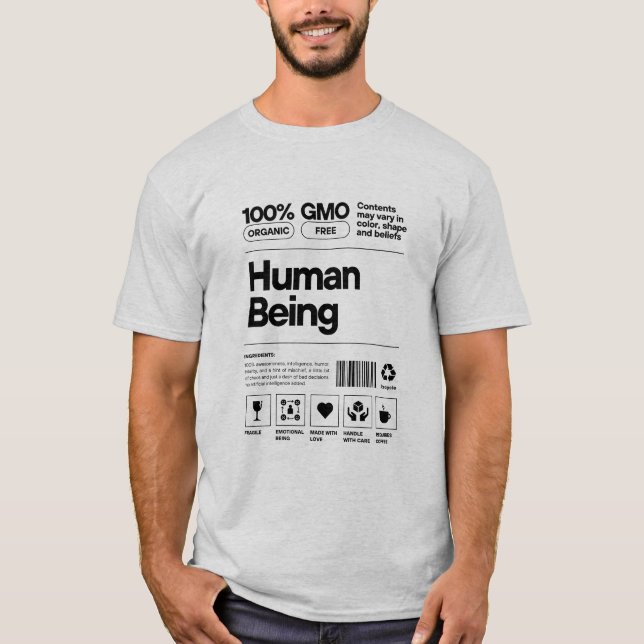 Camiseta Ingredientes orgánicos del ser humano divertidos (Anverso)
