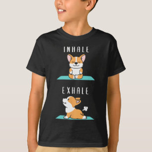 Camiseta Inhala Exhala Namaste Yoga Corgi Perro Meditación
