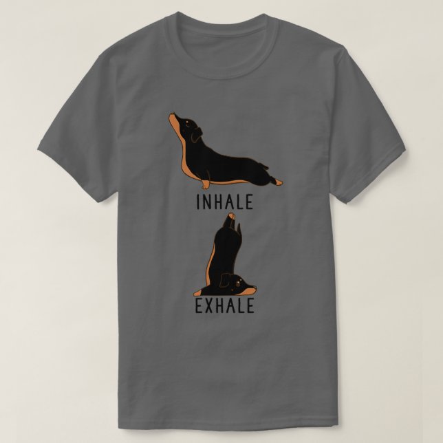 Camiseta Inhale Exhale Dachshund Yoga (Diseño del anverso)