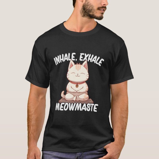 Camiseta Inhale Exhale Meowmaste Yoga Cat (Anverso)