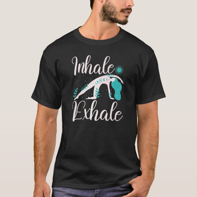 Camiseta Inhale Exhale Yoga Meditación Fitness Ejercicio Me (Anverso)