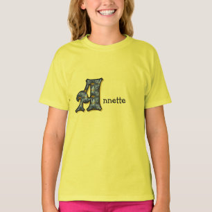 Camiseta Inicial A de Monograma de Margarita Personalizado