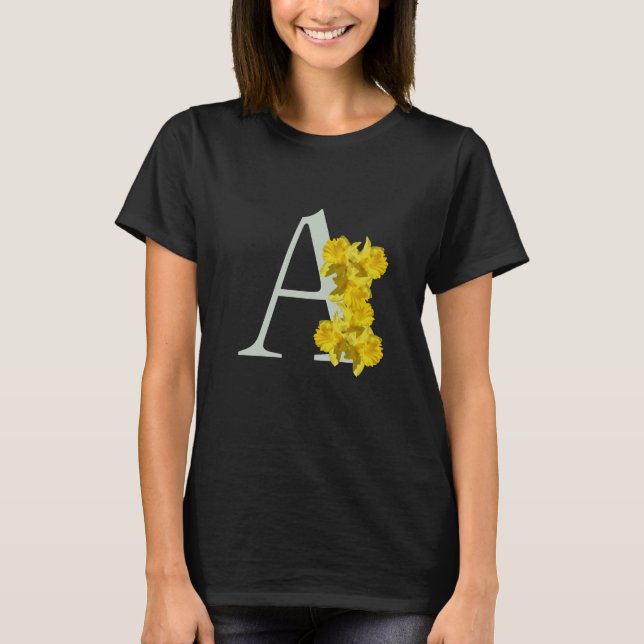 Camiseta Inicial A de monograma de narciso  (Anverso)