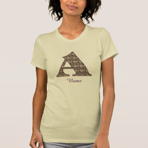 Camiseta Inicial de monograma A Floral Vintage Personalizad