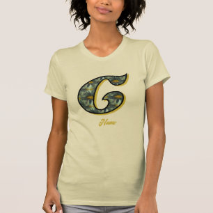 Camiseta Inicial de monograma C Arte de flor de margarita P