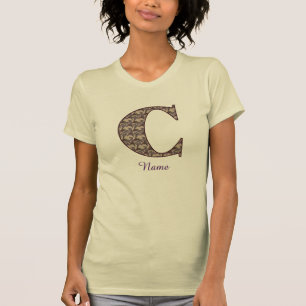 Camiseta Inicial de monograma C Floral Vintage Personalizad