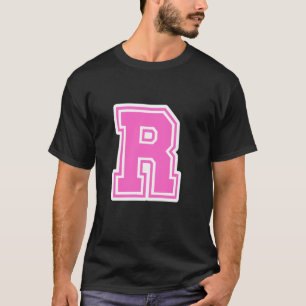 Camiseta Inicial de monograma de letra rosa R para primer n