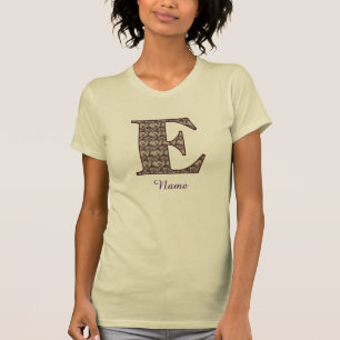 Camiseta Inicial de monograma E Floral Vintage Personalizad