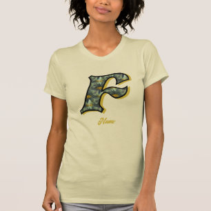 Camiseta Inicial de monograma F Arte de flor de margarita P