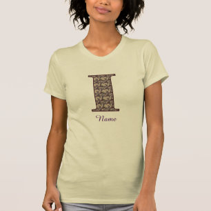 Camiseta Inicial de monograma I Floral Vintage Personalizad