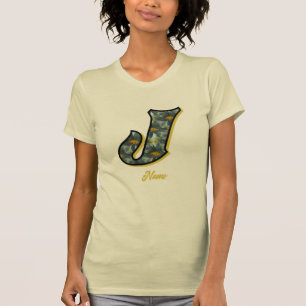 Camiseta Inicial de monograma J Arte de flor de margarita P