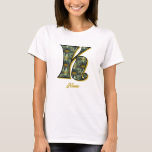 Camiseta Inicial de monograma K Arte de flor de margarita P