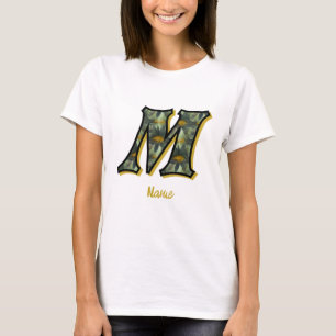 Camiseta Inicial de monograma M Arte de flor de margarita P