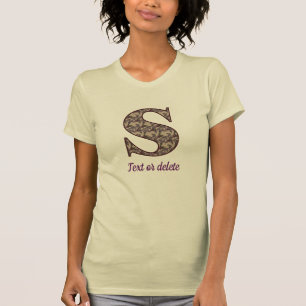 Camiseta Inicial de monograma S Floral Vintage Personalizad