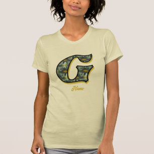 Camiseta Inicial G de Monograma Flor de Margarita Arte Pers