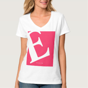 Camiseta Inicial Grande   Tipografía Moderna   Rosa
