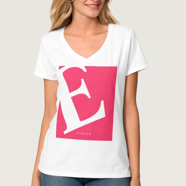 Camiseta Inicial Grande | Tipografía Moderna | Rosa (Anverso)