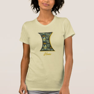 Camiseta Inicial I de monograma Arte de flor de margarita P