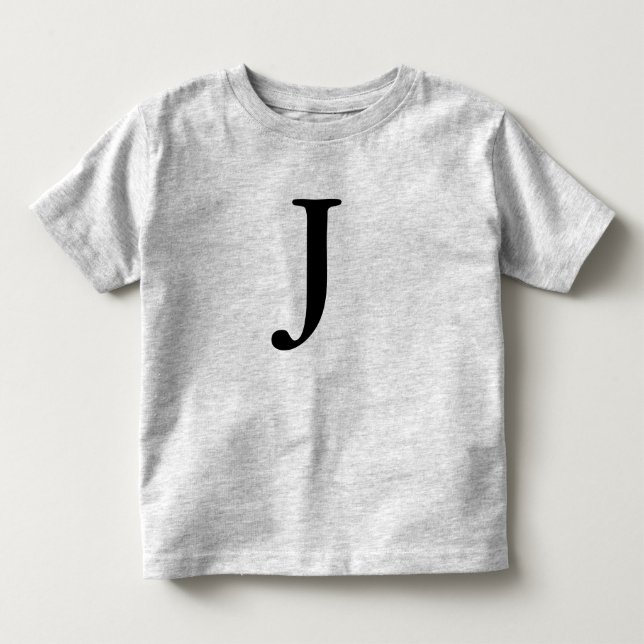 Camiseta inicial negra con monograma de la letra J (Anverso)