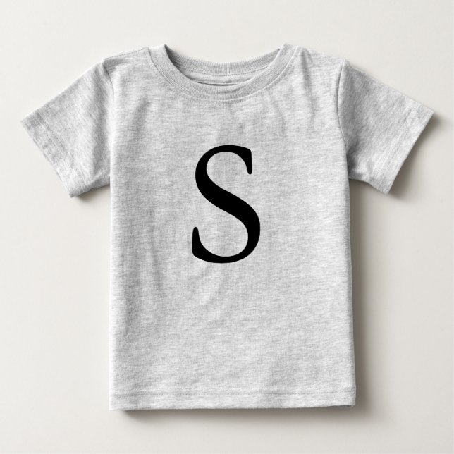 Camiseta inicial negra monogramada de la letra S (Anverso)
