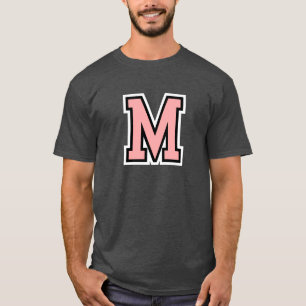 Camiseta Inicial universitaria de Monograma Rosa Negro Blan