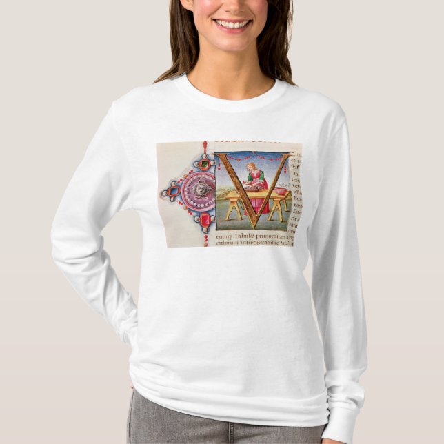 Camiseta Inicial "V" de Historiated que representa (Anverso)
