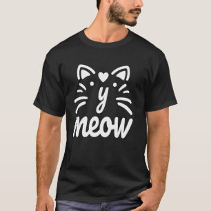 Camiseta iniciales de monograma de maullido letra y cara de