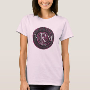 Camiseta Iníciales de monograma remolinos de ciruela person