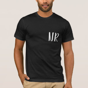 Camiseta Iniciales Monograma Diseño Moderno Negro Elegante