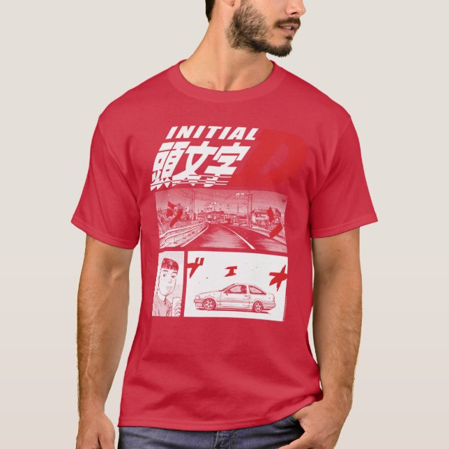Camiseta Initial D Manga 3 Panel Manga funny (Anverso)