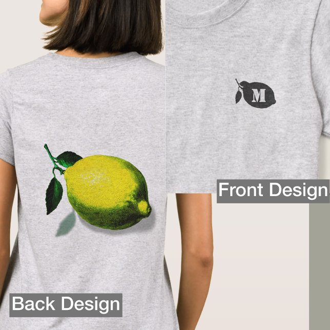 Camiseta Initial Green Lemon Silhouette Front Back Print (Subido por el creador)