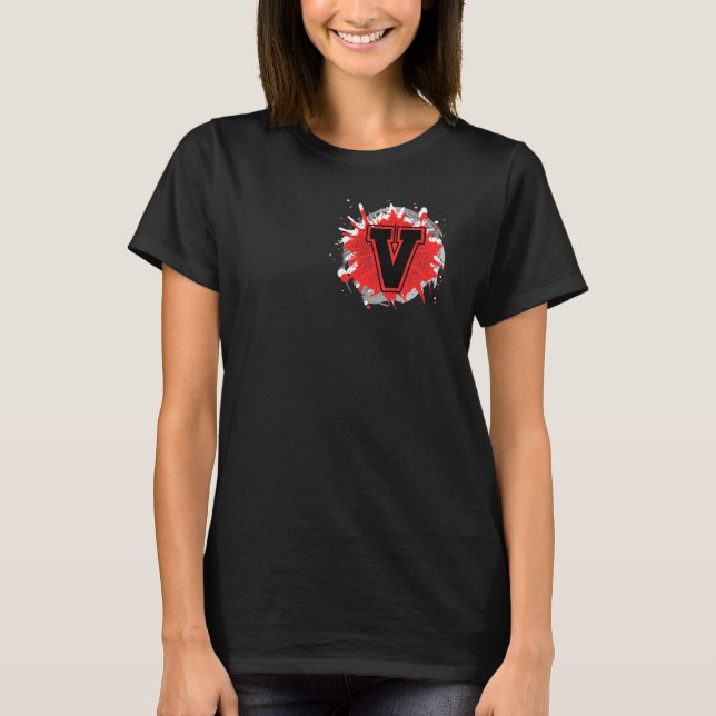 Camiseta Initial V Monogram Letter Custom Personalized Cust (Anverso)