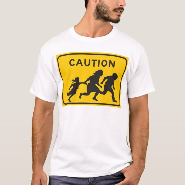 Camiseta Inmigrantes ilegales que cruzan el Rótulo de la (Anverso)