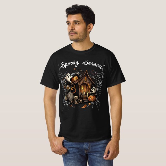 Camiseta inquieta de la casa - 🎃 de 👻 negro (Anverso completo)