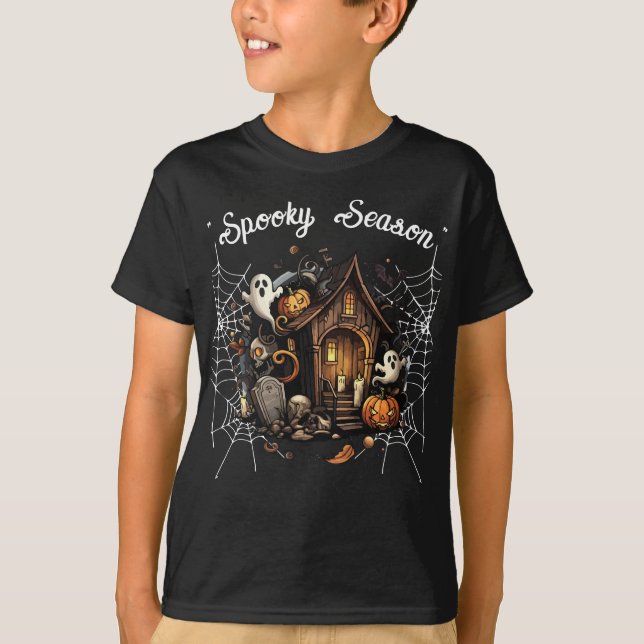 Camiseta inquieta de la casa - 🎃 de 👻 negro (Anverso)