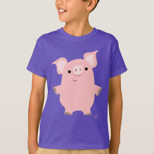 Camiseta inquisitiva linda de los niños del cerdo